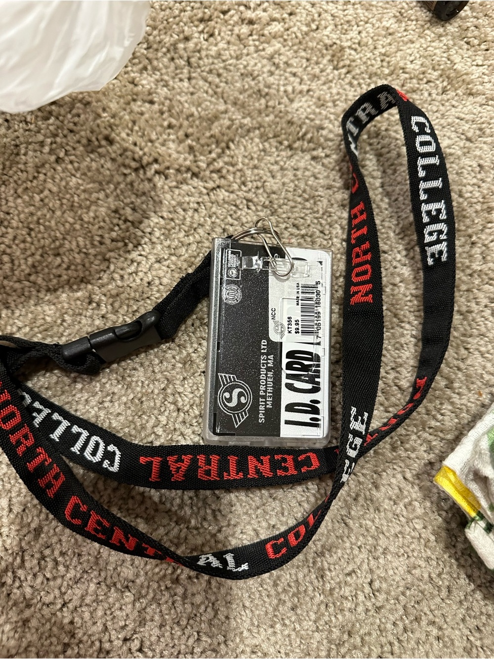 Spirit Black Lanyard with Red and White Central College Text & ID Holder
